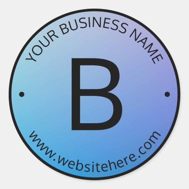 Adesivo Sombreado Azul e Roxo com Texto Editável (Frente)