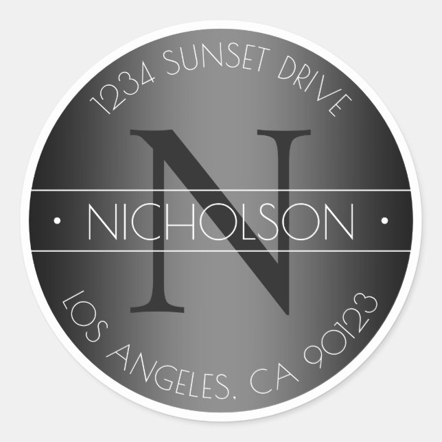 Adesivo Sombreamento preto e branco do monograma moderno e (Frente)