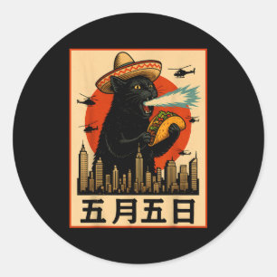 Adesivo Sombrero kaiju gato taco engraçado cinco de maio r
