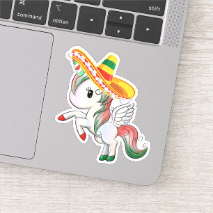 Adesivo Sombrero Vestindo Cinco de Mayo Unicorn Pegasus