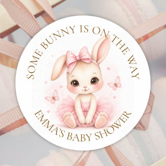 Adesivo Some Bunny Is On The Way Baby Shower - Custom Text