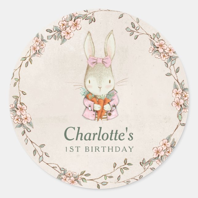 Adesivo Somebunny is Turning One Birthday Favor Stickers (Frente)