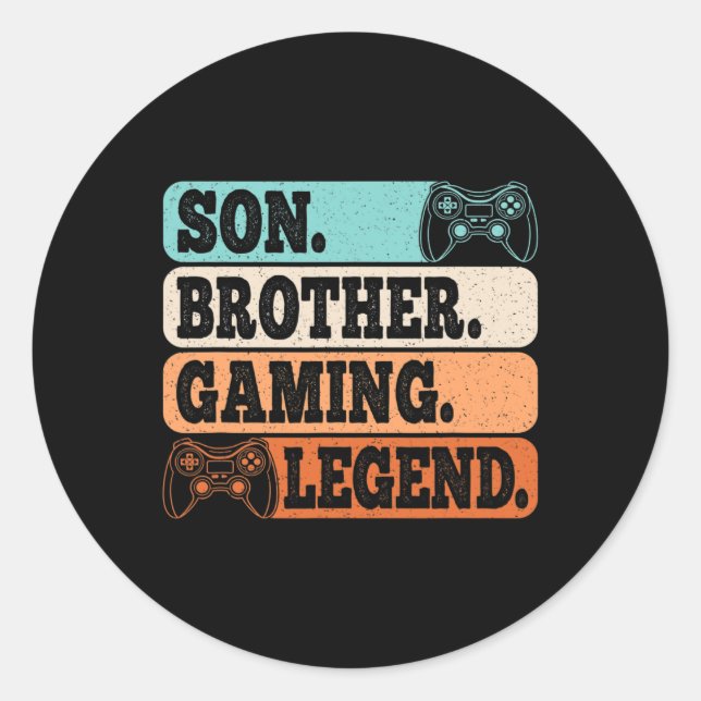 Adesivo Son Brother Gaming Legend Video Gamer Retro Game  (Frente)