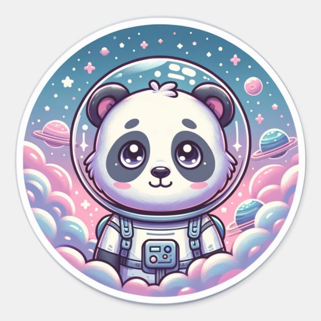 Adesivo Sonhador Cósmico De Panda, Mestre Da Zen Espacial (Frente)