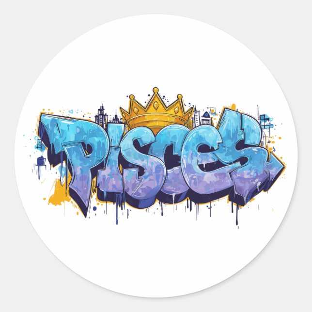 Adesivo Sonhadores Peixes Grafite Zodiac Escova com Coroa (Frente)