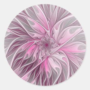 Adesivo Sonho De Flor Rosa Fractal, Padrão De Fantasia Flo