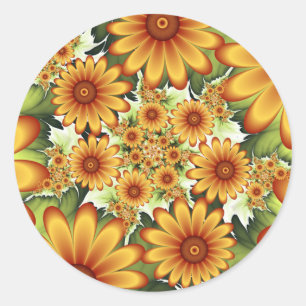 Adesivo Sonho Floral, Arte Fractal de Flor Abstrata Modern