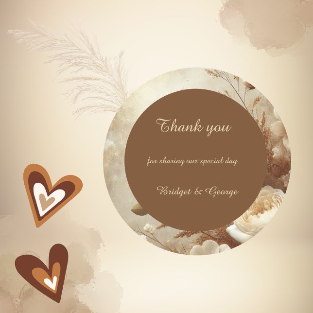 Adesivo Sonho Romântico obrigado de Casamento Floral (Criador carregado)