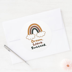 Adesivo Sonho, trabalho, sucesso motivacional, arco-íris c
