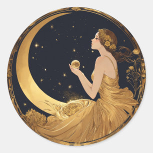 Adesivo Sonhos Celestiais: Lua Minimalista e Parede Estela