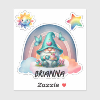 Adesivo Sonhos do Rainbow Gnomo, Cloud Sticker Personalizá