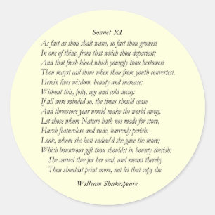 Adesivo Sonnet nº 11 de William Shakespeare