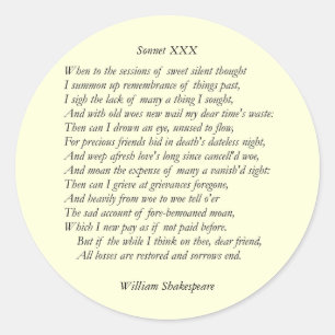 Adesivo Sonnet nº 30 por William Shakespeare