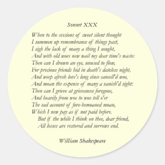 Adesivo Sonnet nº 30 por William Shakespeare