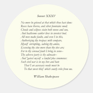 Adesivo Sonnet nº 35 por William Shakespeare