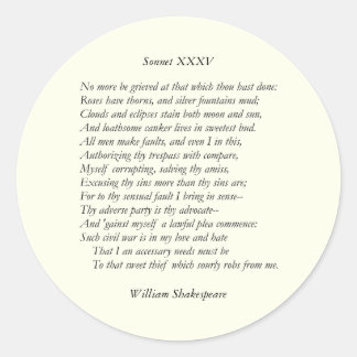 Adesivo Sonnet nº 35 por William Shakespeare