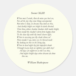 Adesivo Sonnet nº 43 por William Shakespeare