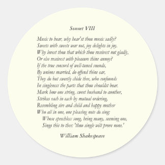 Adesivo Sonnet nº 8 de William Shakespeare