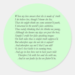 Adesivo Sonnet Número 138 de William Shakespeare