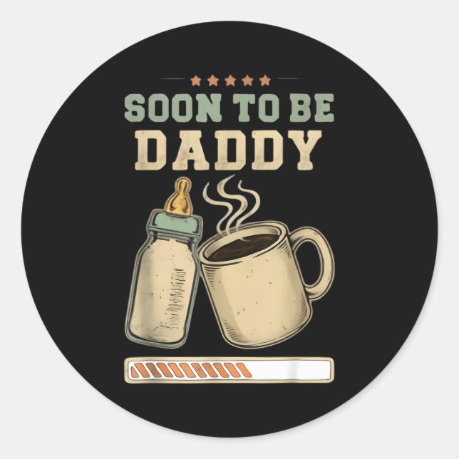Adesivo Soon To Be Daddy, Coffee Baby Announcement, Expect (Frente)