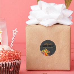 Adesivo Sophisticated Floral Design Black Orange Flowers 