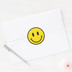 Adesivo Sorria Feliz Rosto Emoji Amarelo Branco Retro