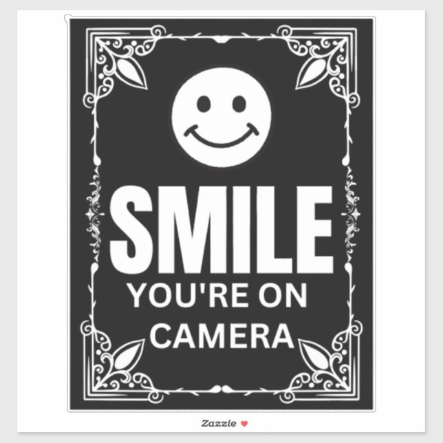 Adesivo Sorria Você está no Sinal da Câmera, Vigilância em (Folha)