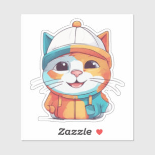 Adesivo Sorrir Gato Vestindo Clipart de Chapéu