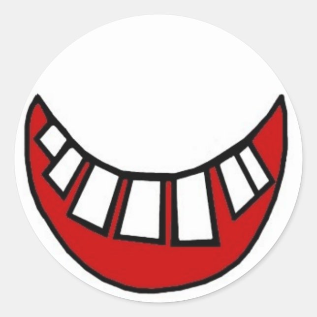 Adesivo Sorriso de dente em vermelho com contorno (Frente)