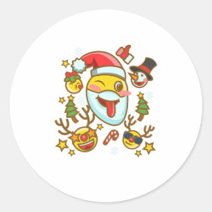 Adesivo Sorriso de Natal Engraçado Emoticon Santa Hat Xma