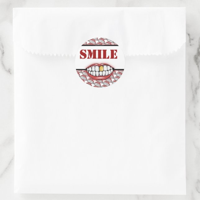 Adesivo Sorriso dos dentes do ouro (Bolsa)