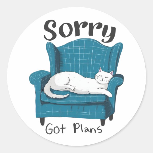 Adesivo Sorry Got Plans Funny Cat Lover Gift  (Frente)