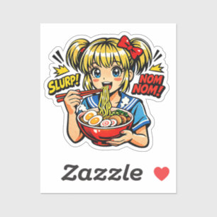 Adesivo Sorva Anime Garota Macarrão Ramen