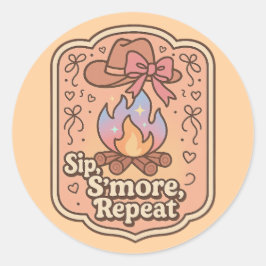 Adesivo Sorva, Faça S'more, Repita - Insígnia Retro Acampa