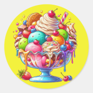 Adesivo Sorvete Colorido Sundae – Ilustração de Sobremesa 