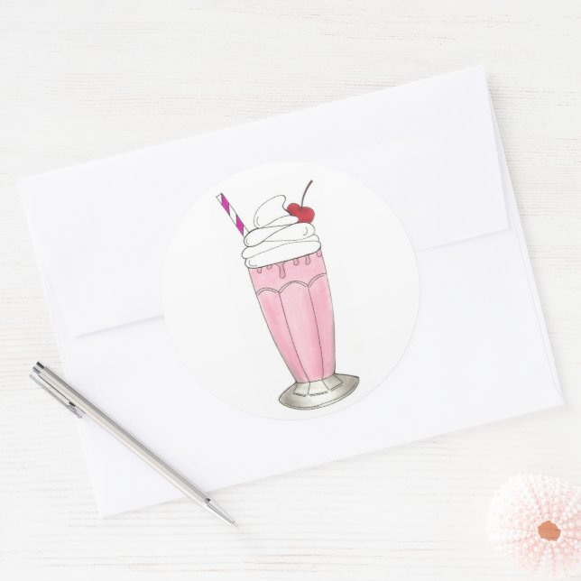 Adesivo Sorvete Comprar Morango Rosa Milkshake Foodie (Envelope)
