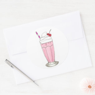 Adesivo Sorvete Comprar Morango Rosa Milkshake Foodie