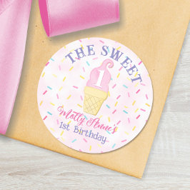 Adesivo Sorvete Cone Sweet ONE primeiro aniversario Girl
