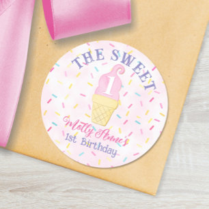 Adesivo Sorvete Cone Sweet ONE primeiro aniversario Girl