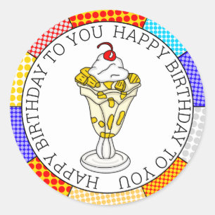 Adesivo Sorvete de abacaxi com Pop retrô