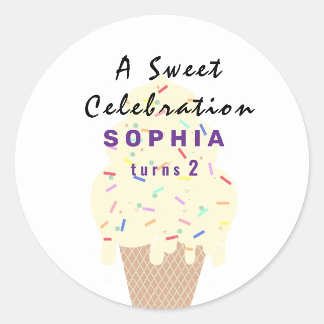 Adesivo Sorvete de Aniversário Doce  (Frente)