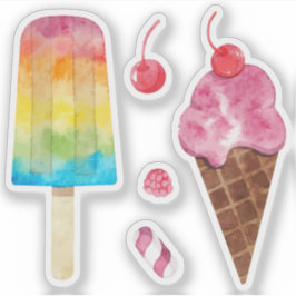 Adesivo Sorvete de arco-íris conjunto de cereja de frutas 