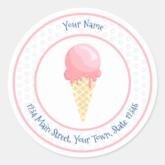 Adesivo Sorvete de cone azul rosa personalizado (Frente)