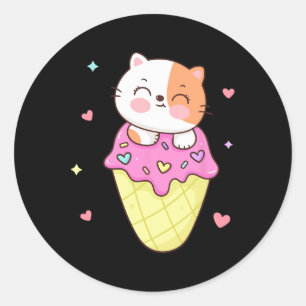 Adesivo Sorvete De Gato Bonito Camisa Animador Kawaii Cria