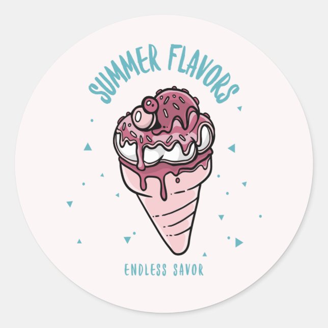 Adesivo Sorvete de gotejamento de flores de verão (Frente)