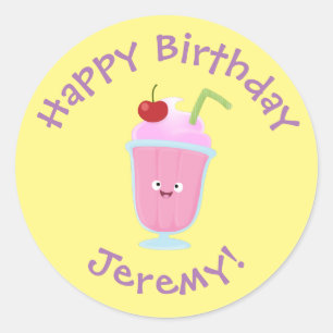 Adesivo sorvete de morango bonito desenho