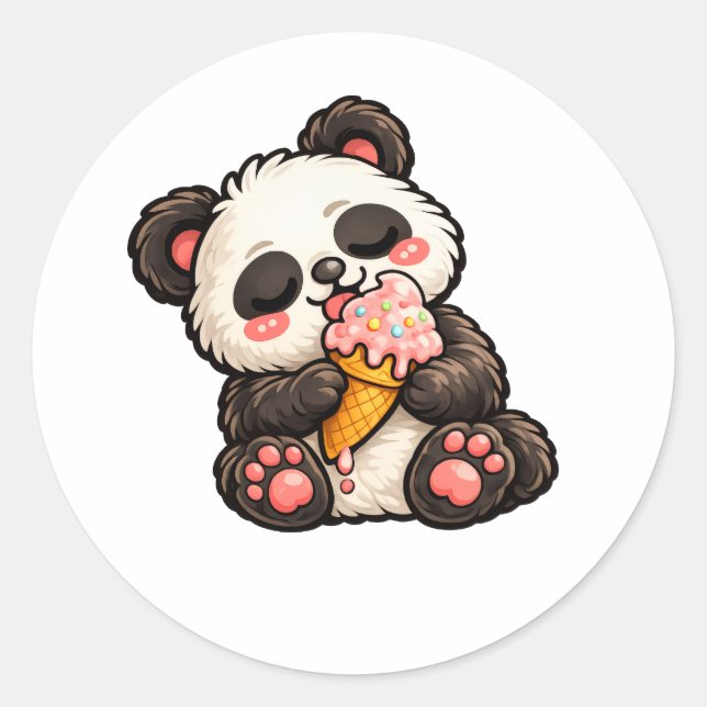 Adesivo Sorvete de Panda Fofo (Frente)