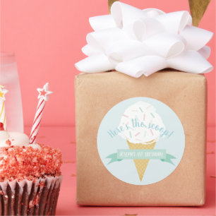 Adesivo Sorvete de Sprinkles Aqui está o aniversário de Sc