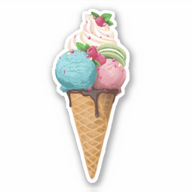 Adesivo Sorvete de vinil com corte personalizado. (Frente)