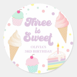 Adesivo Sorvete e Bolo de 3º Aniversário